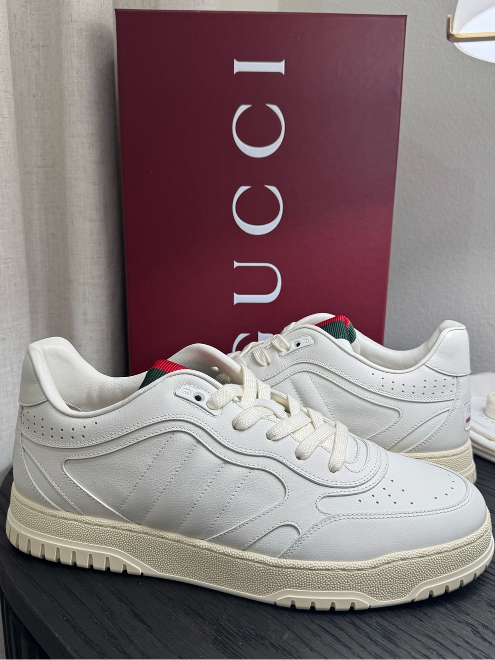 Gucci Men’s Re-Web Bball Leather Sneakers White 11